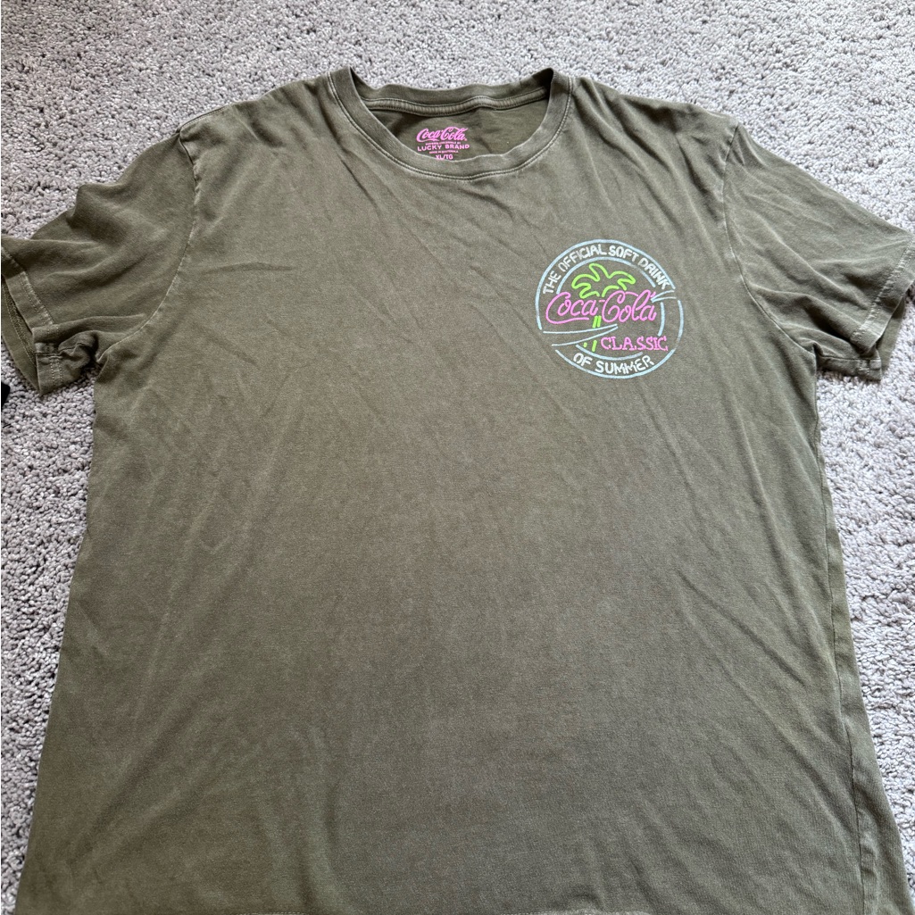 Lucky Brand Olive Shirt Coca Cola Sz Xl Lucky Brand Olive Shirt Coca Cola Sz Xl